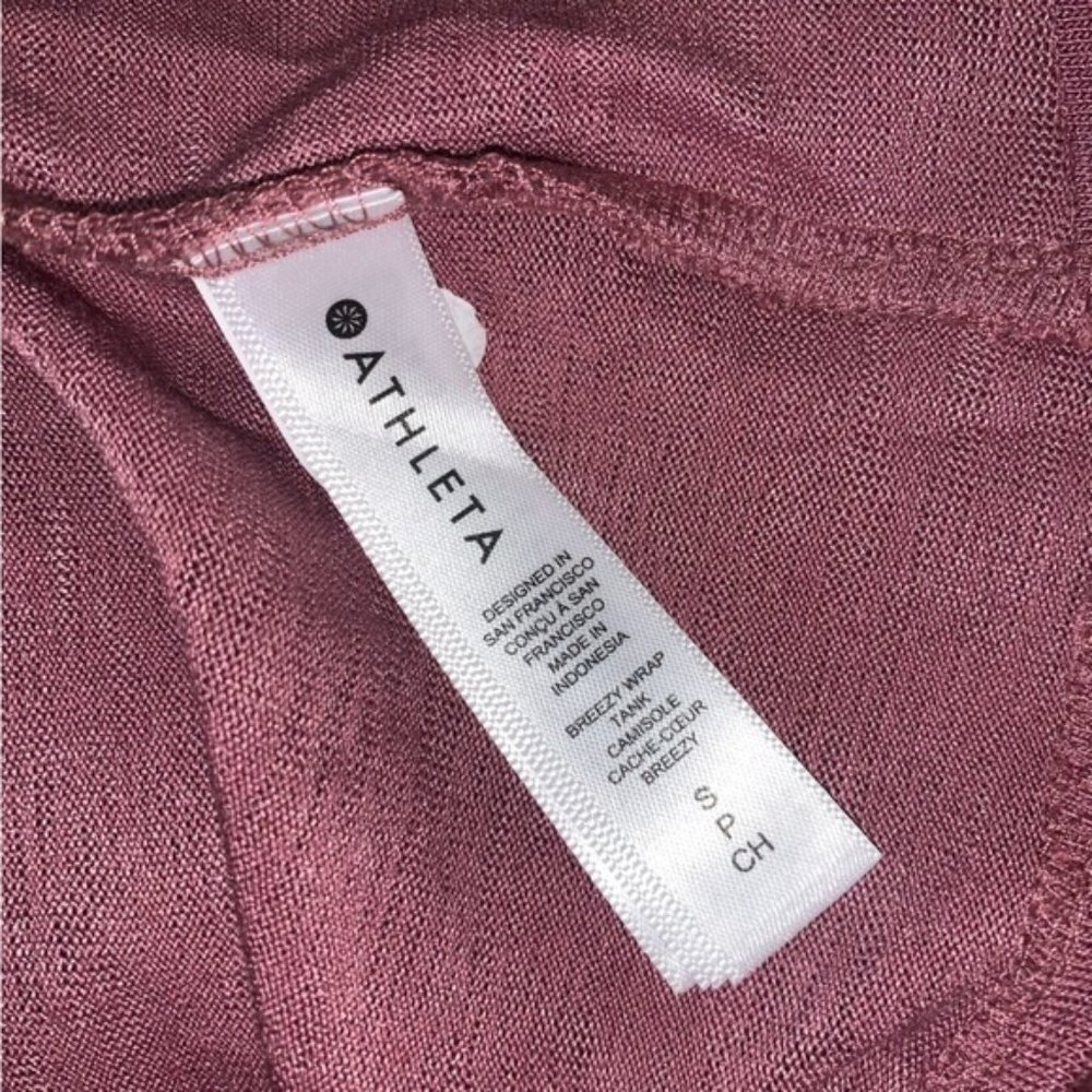 Athleta Breezy‎ Wrap Tank Top Women’s Size Small Pink Tawny Rose Ruching V-Neck - Picture 8 of 9